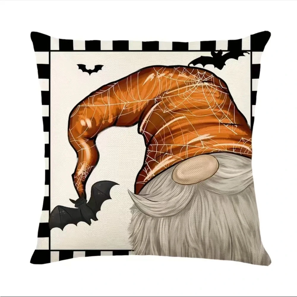 4pcs/set, Halloween Pillow Covers 18inx18in, Happy Halloween Decoration Throw Pi